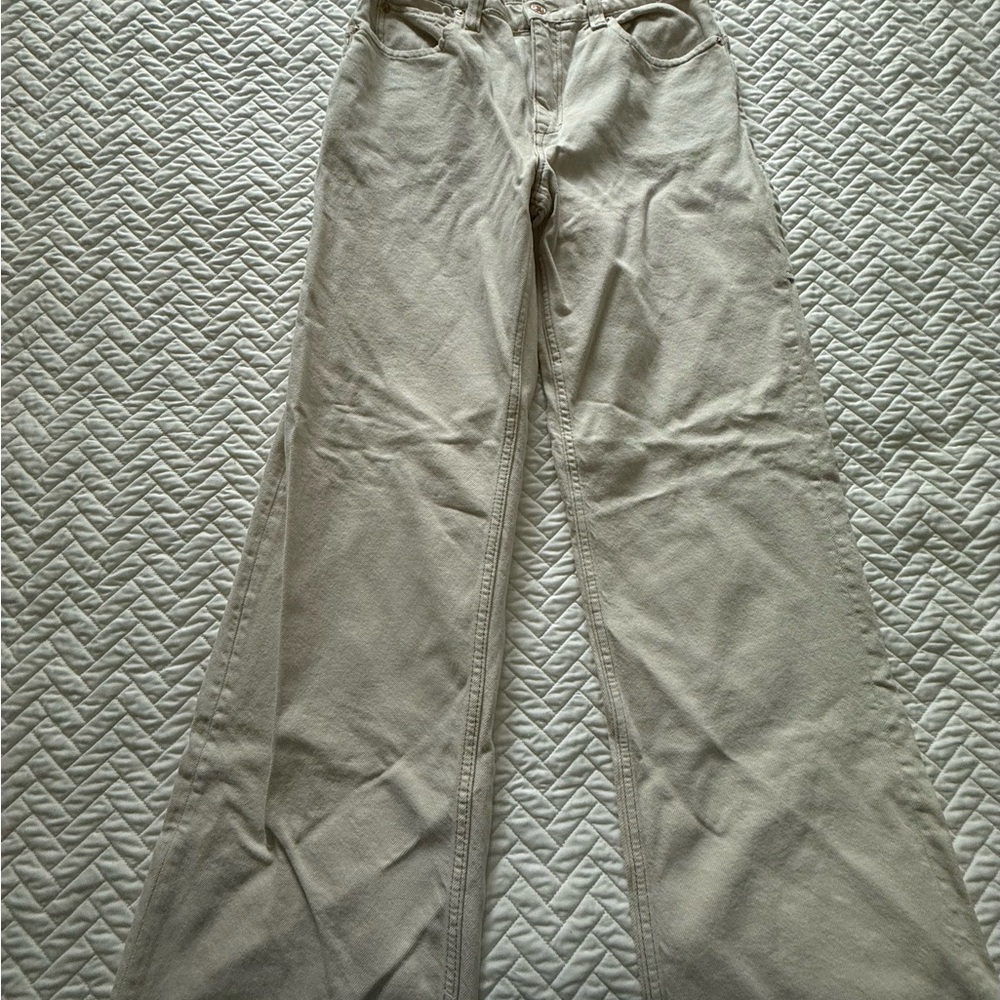 Free People Cream Denim Pants